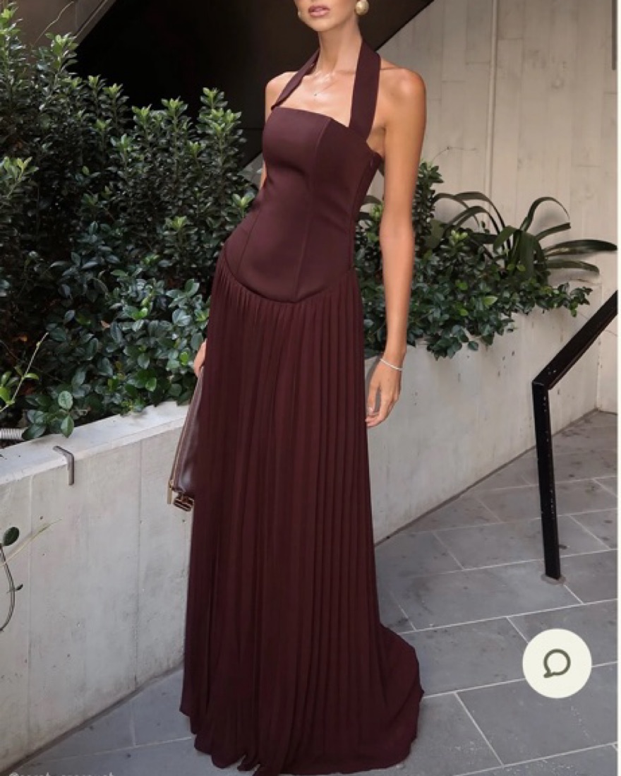 pleated halter maxi dress Cyane Pleated Halter Maxi Dress | Made-To-Order
