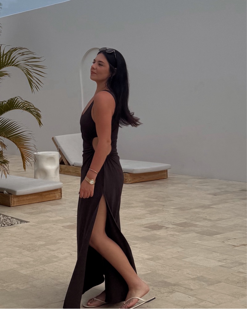 h&m brown maxi dress Elegant One-Shoulder Brown Satin Mermaid Prom Dress High Slit Beading –  DSProm