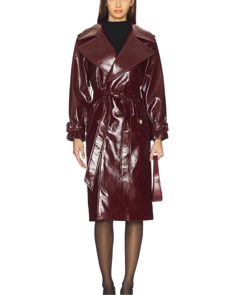 Nevada Vegan Leather Trench Coat by Alice & Olivia - Pickle