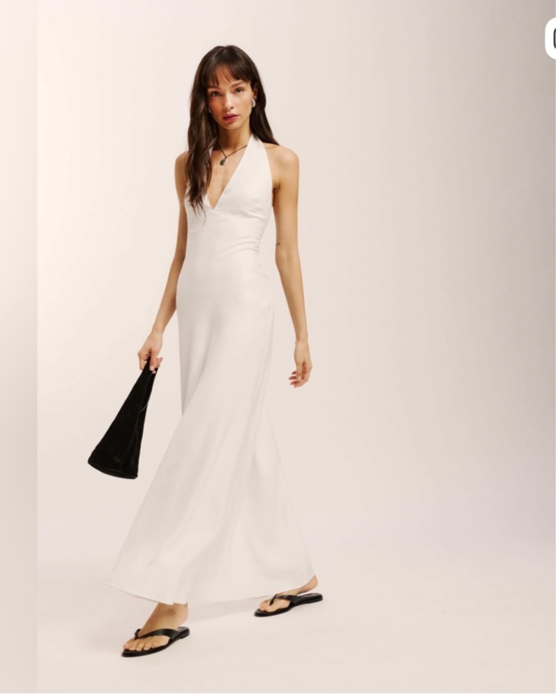 Reformation Delilah Linen Dress in White by Reformation - Pickle