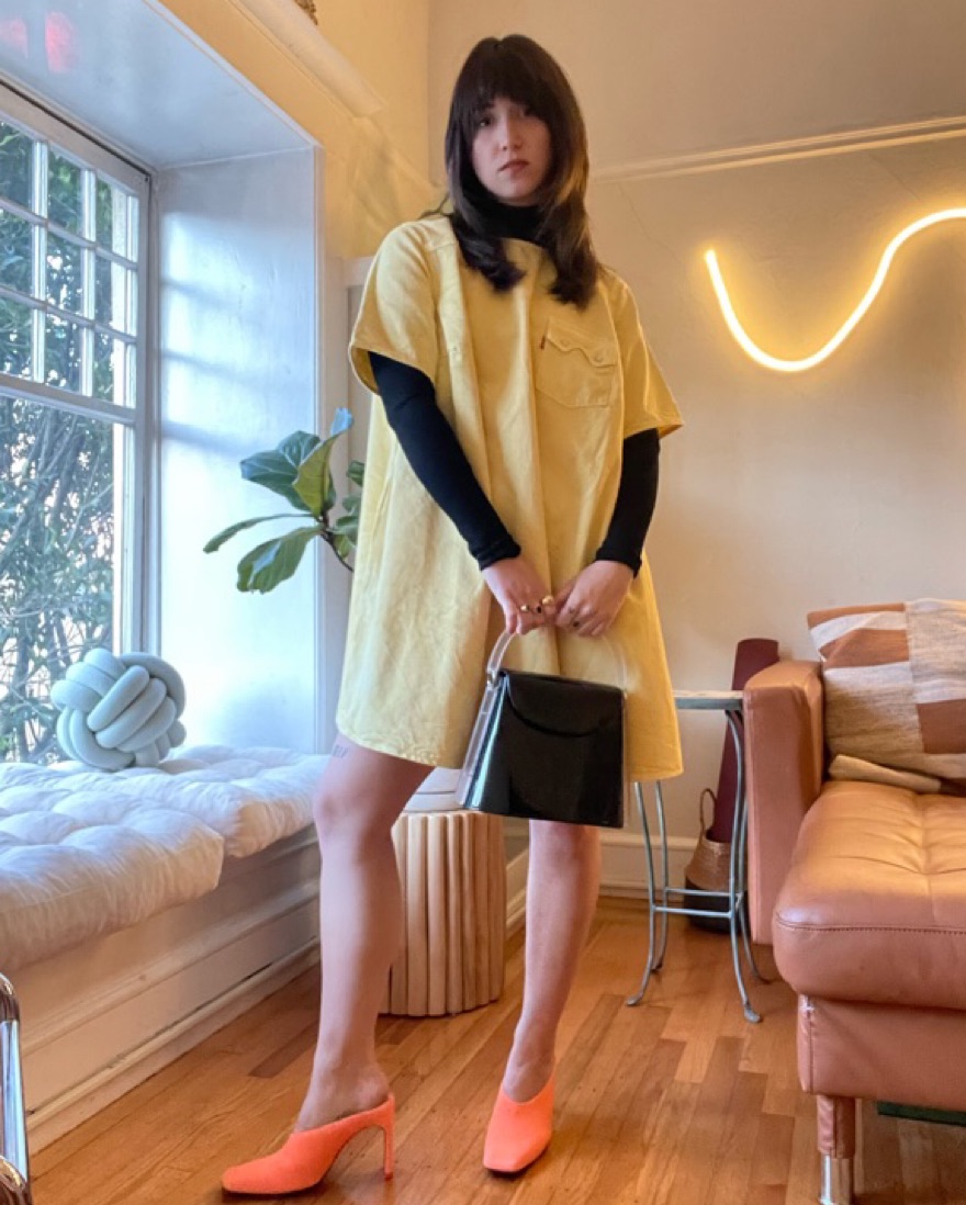 Ganni x Levi's Yellow A-LINE MINI DRESS by Ganni - Pickle