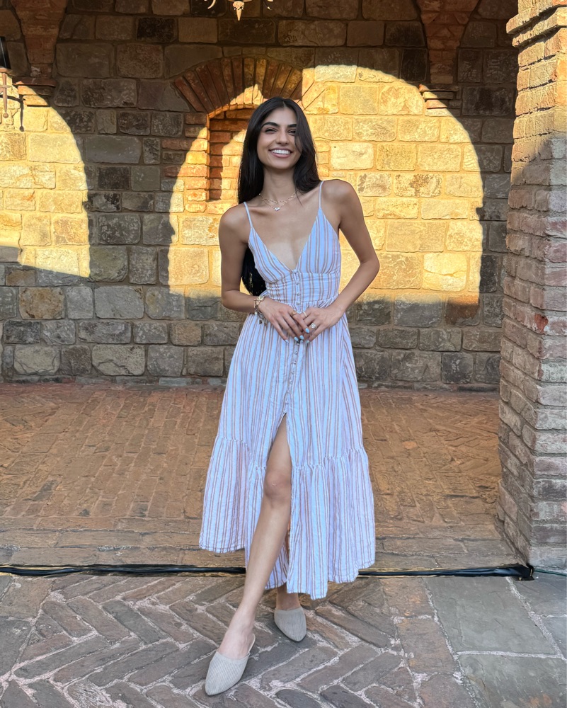 Brown And White Striped Maxi Dress by Abercrombie and Fitch - Pickle