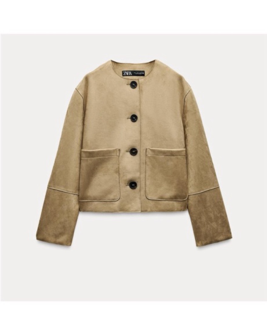 ★ZARA★ OPENWORK FAUX SUEDE JACKET New Zara Boxy Fit Faux Suede Jacket S Black 3548/304 trucker