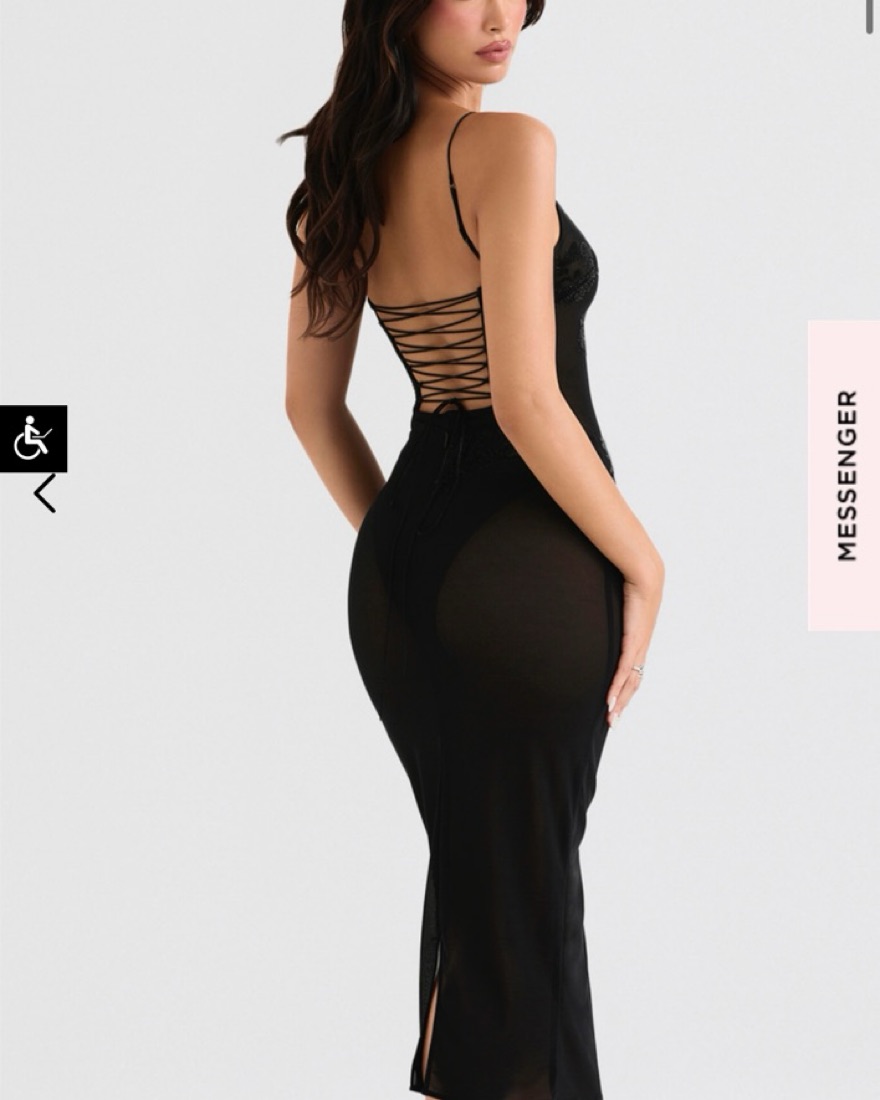 house of cb black mesh dress Clothing : Midi Dresses : 'Amirah' Black Mesh Crystal Embellished Midi Dress