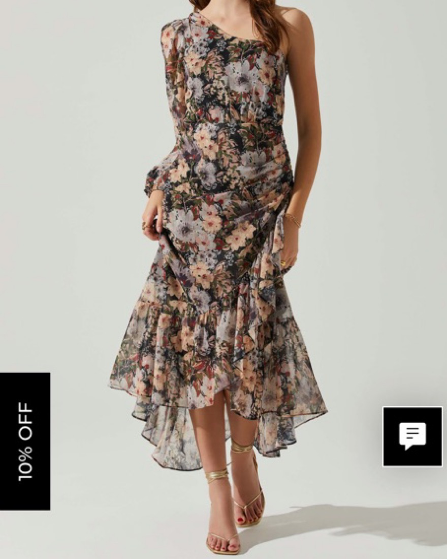 astr one shoulder floral dress ASTR the Label Santorini Dress in Off White Retro Floral