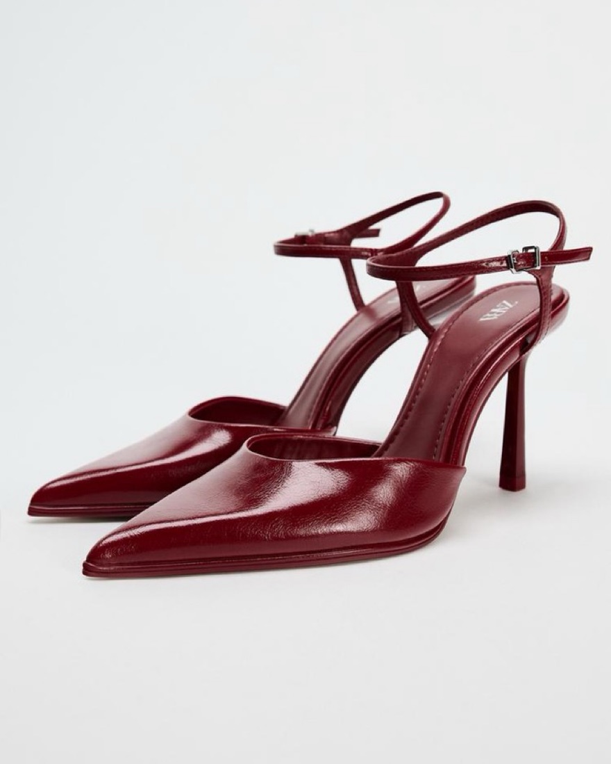 Slingback Ankle Strap Red Stiletto Heels | Pickle