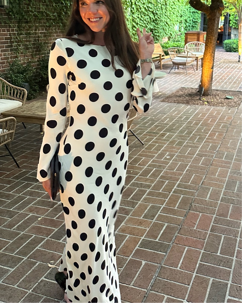 mango polka dot maxi dress MANGO - Polka-dot satin-finish dress Black - 4