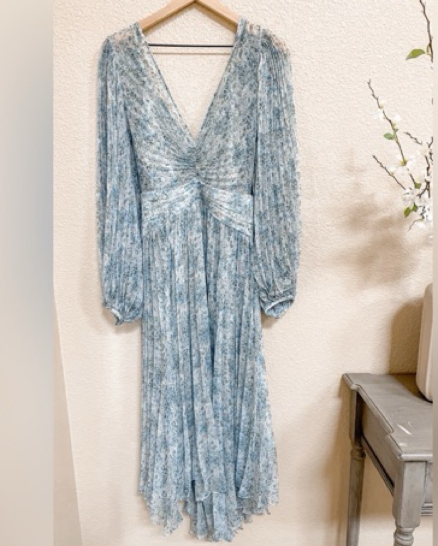 Acler Pleated Palms Dress Blue Floral by Acler - Pickle