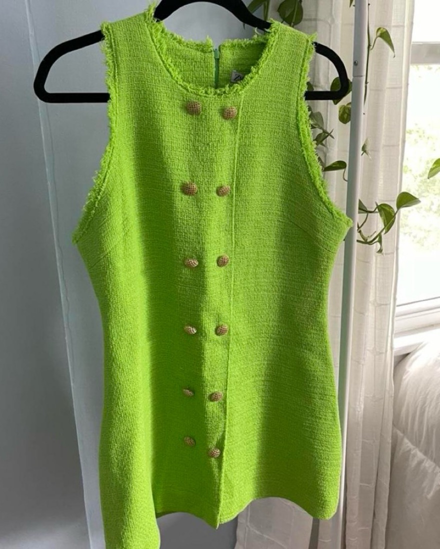 green button dress zara GINGHAM CHECK SHIRT DRESS ZW COLLECTION - Green