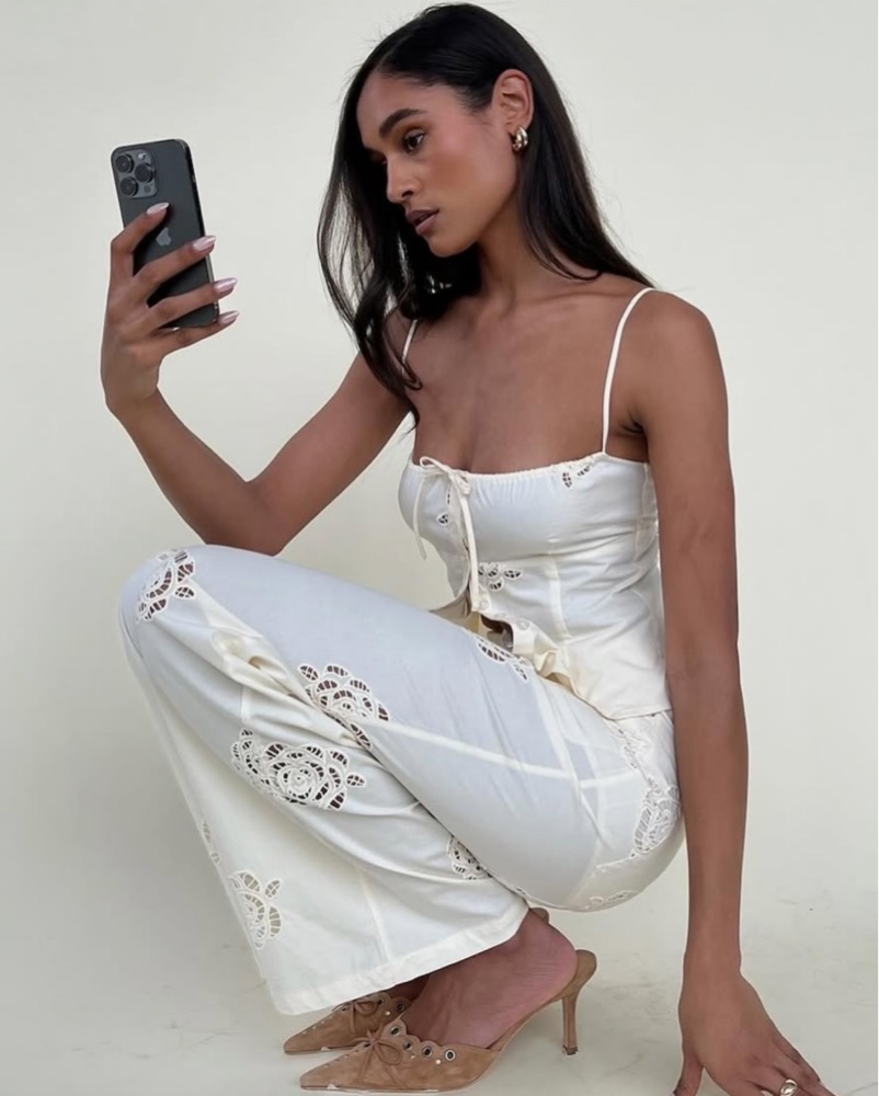 We Wore What Rose Embroidered Set by WeWoreWhat - Pickle