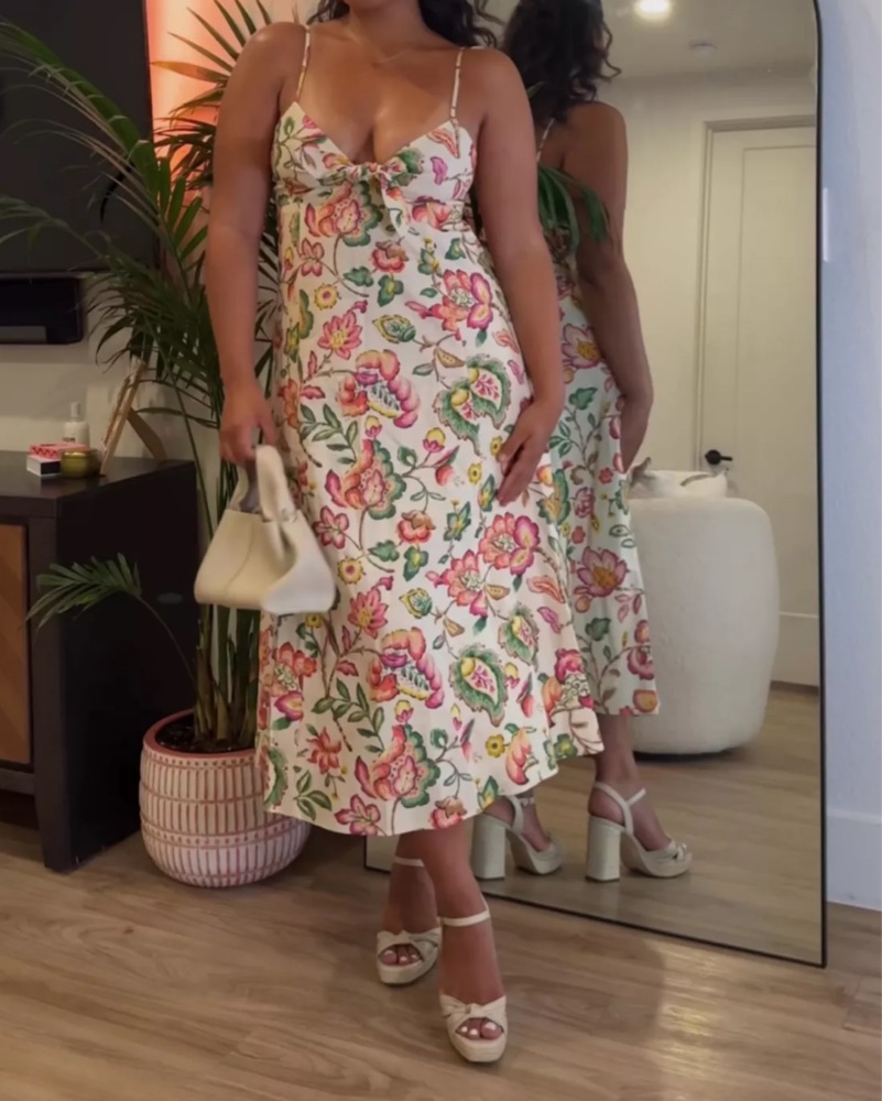 sezane formal dress Asymmetrical Midi Wedding Guest Dress with Short Sleeves and V-Neck main image 1