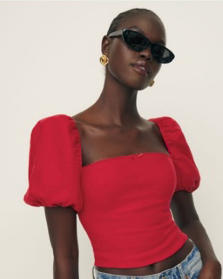 Puff sleeve top red hotsell