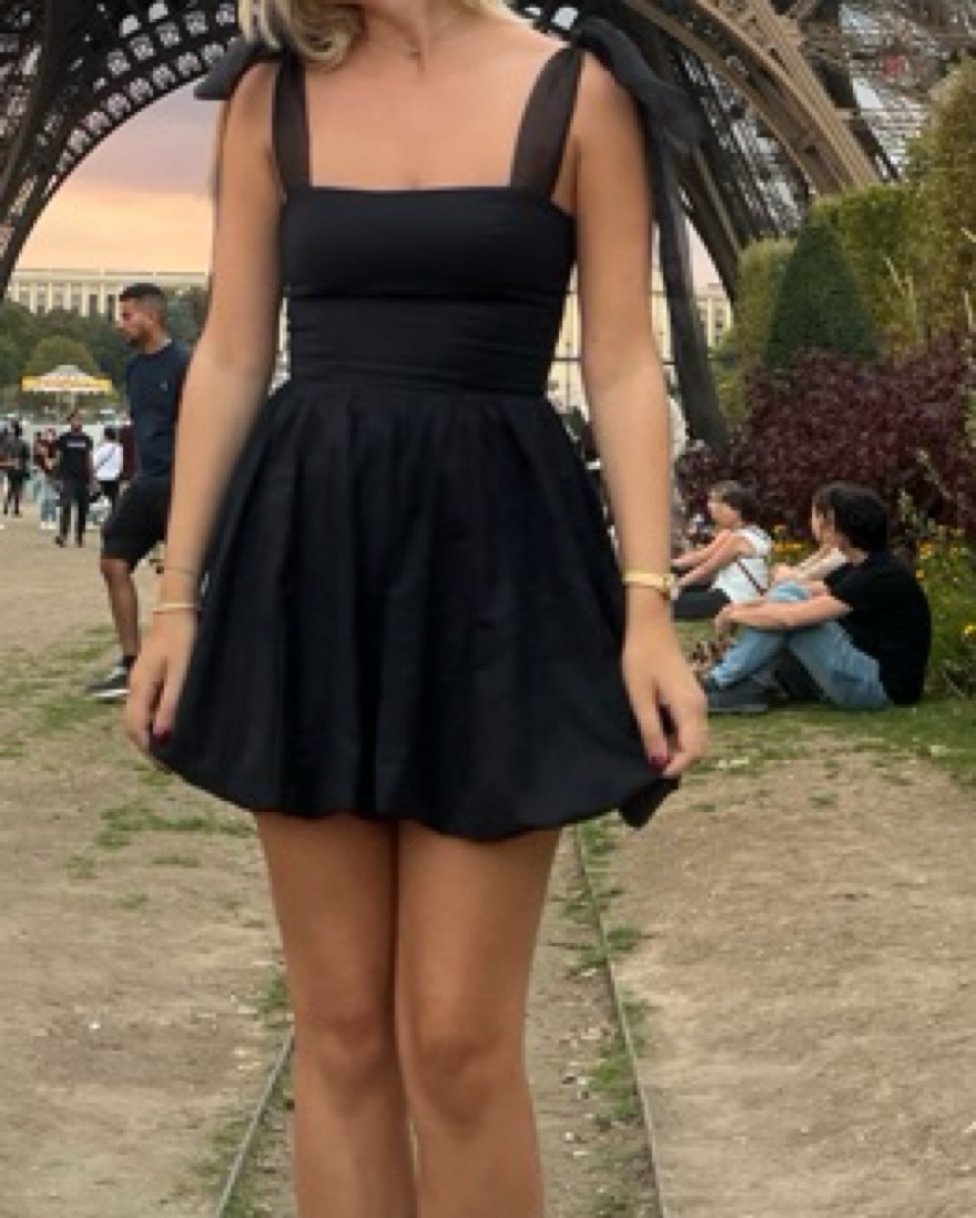 reformation mini black bubble dress | Pickle