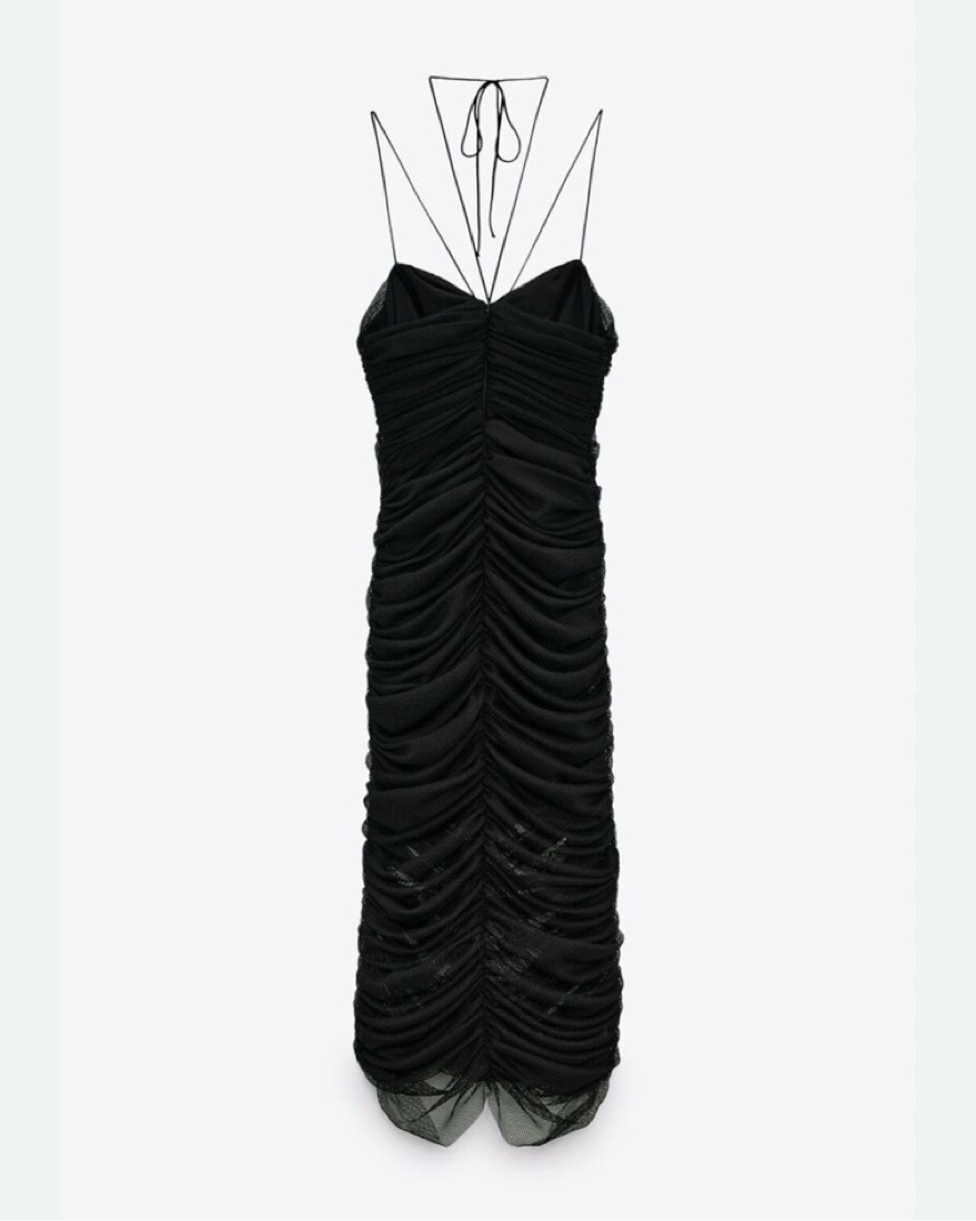 Zara Black Draped Tulle Dress by Zara - Pickle