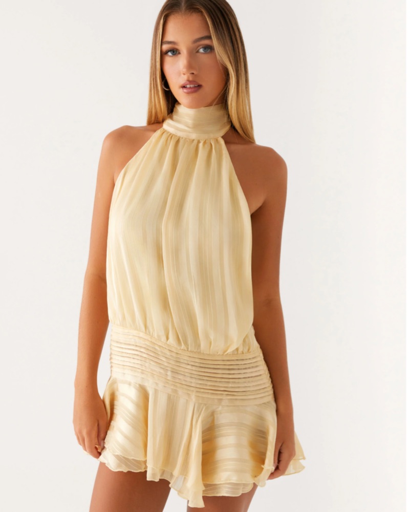 Peppermayo Textured Halter Dress by Peppermayo - Pickle