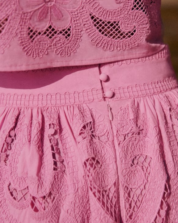 Pink Embroidered Sophie Maxi Skirt by Sezane - Pickle