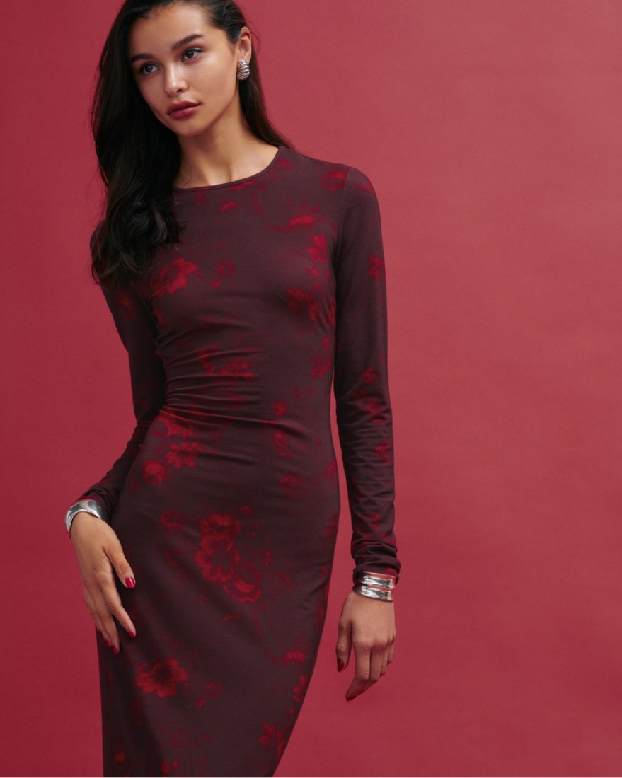 black knitted long sleeve dress Black Knit Dress Lace Up Front Long Sleeve Rib main image 1