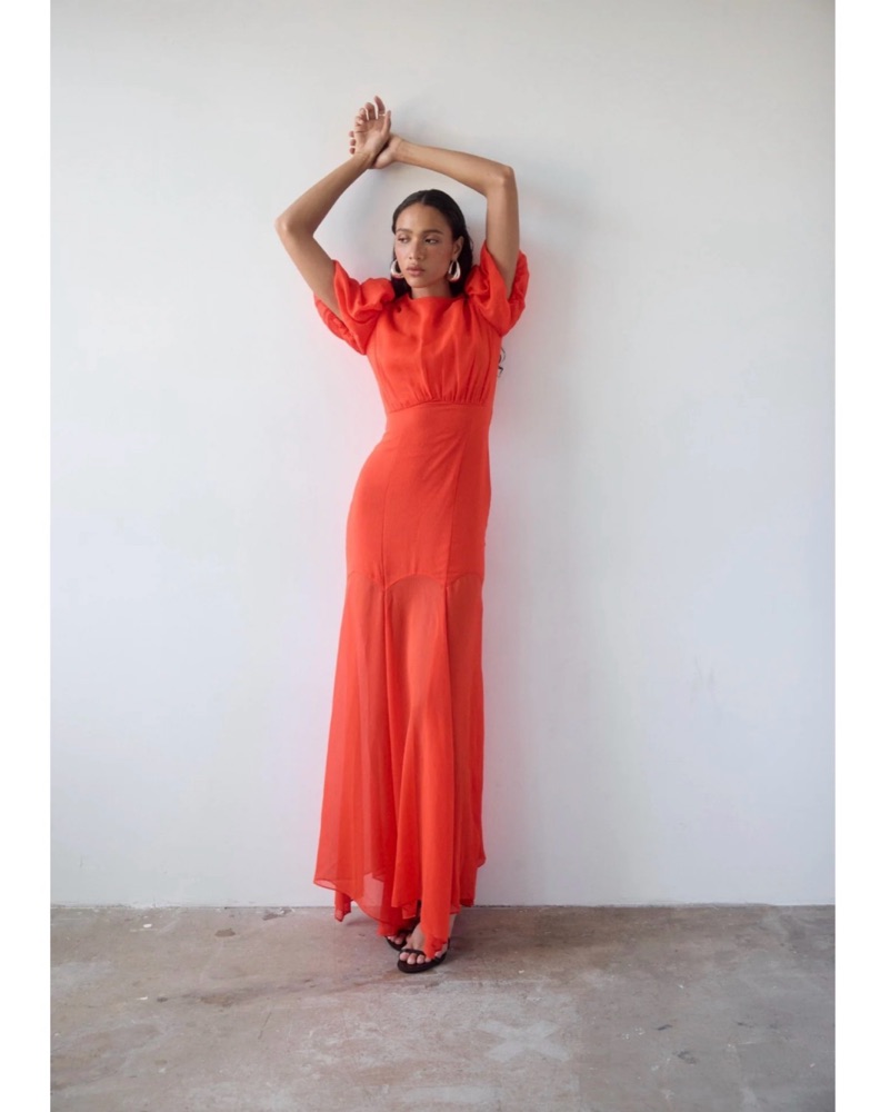 de la vali orange dress De La Vali Vibrant Orange Maxi Dress by De La Vali