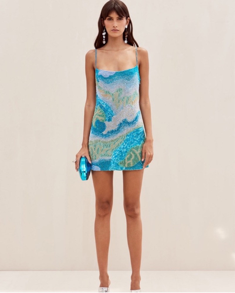 beaded mini dress blue I Believe In You Beaded Mini Dress Baby Blue main image 0