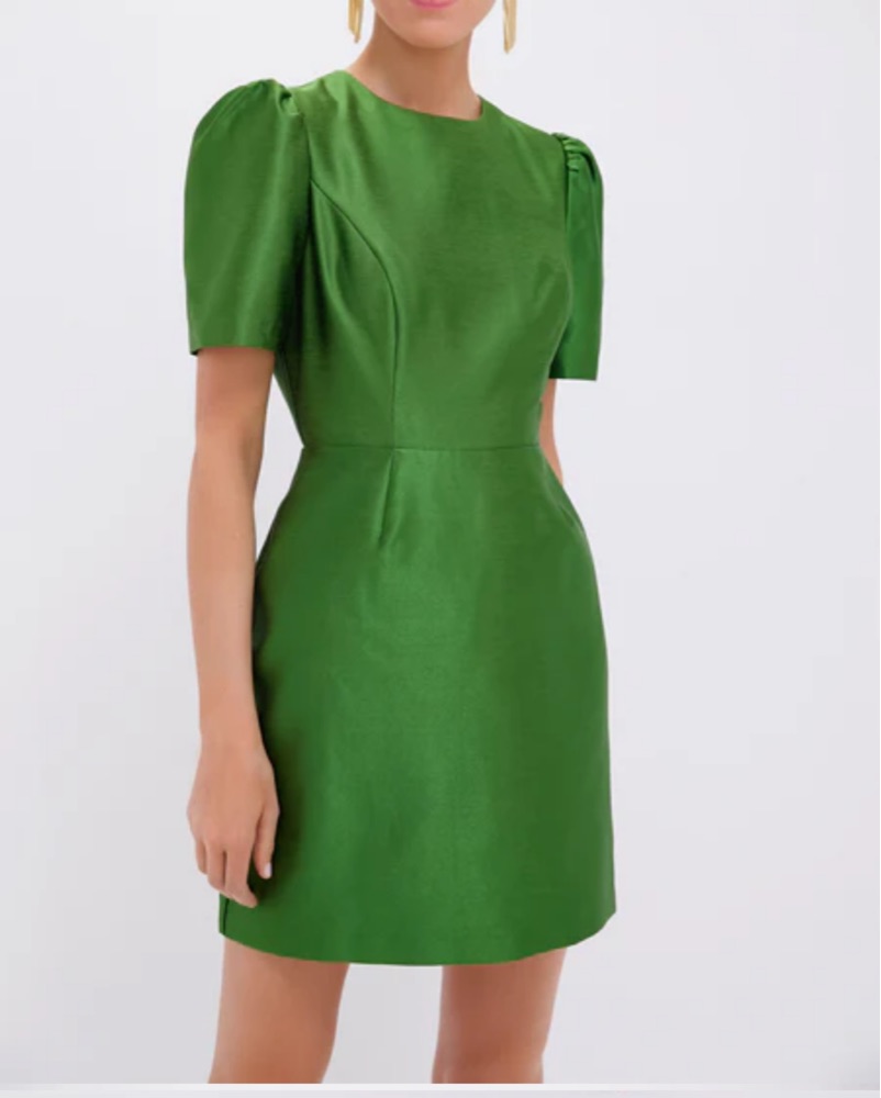 Green Dupioni Carine Dress by Tuckernuck - Pickle