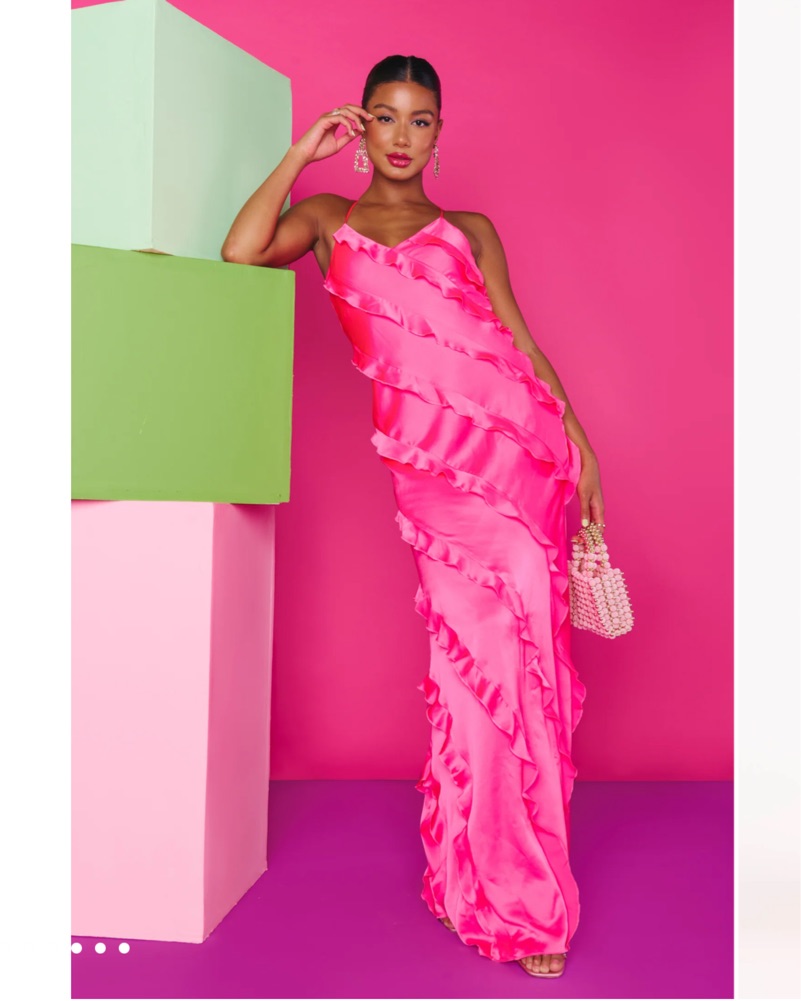 show me your mumu pink ruffle dress Greta Dress ~ Dusty Blush Stretch