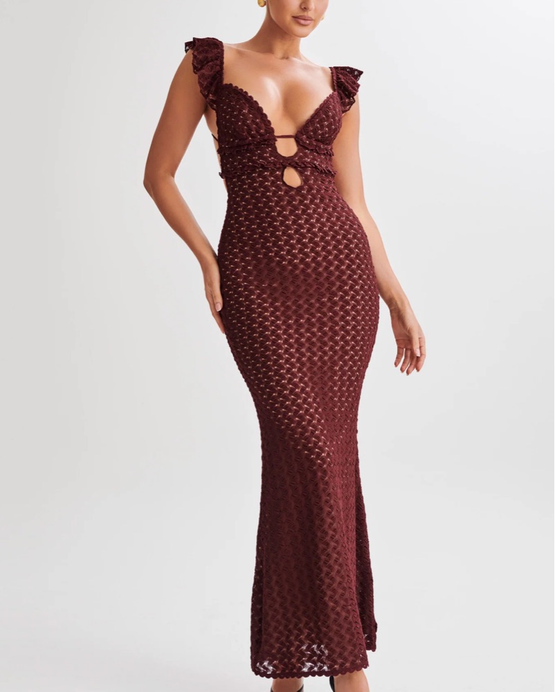 Meshki Ezra Lace Maxi Dress - Plum by Meshki - Pickle
