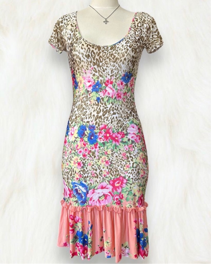 Blumarine 2005 Floral/Leopard Dress by Blumarine - Pickle