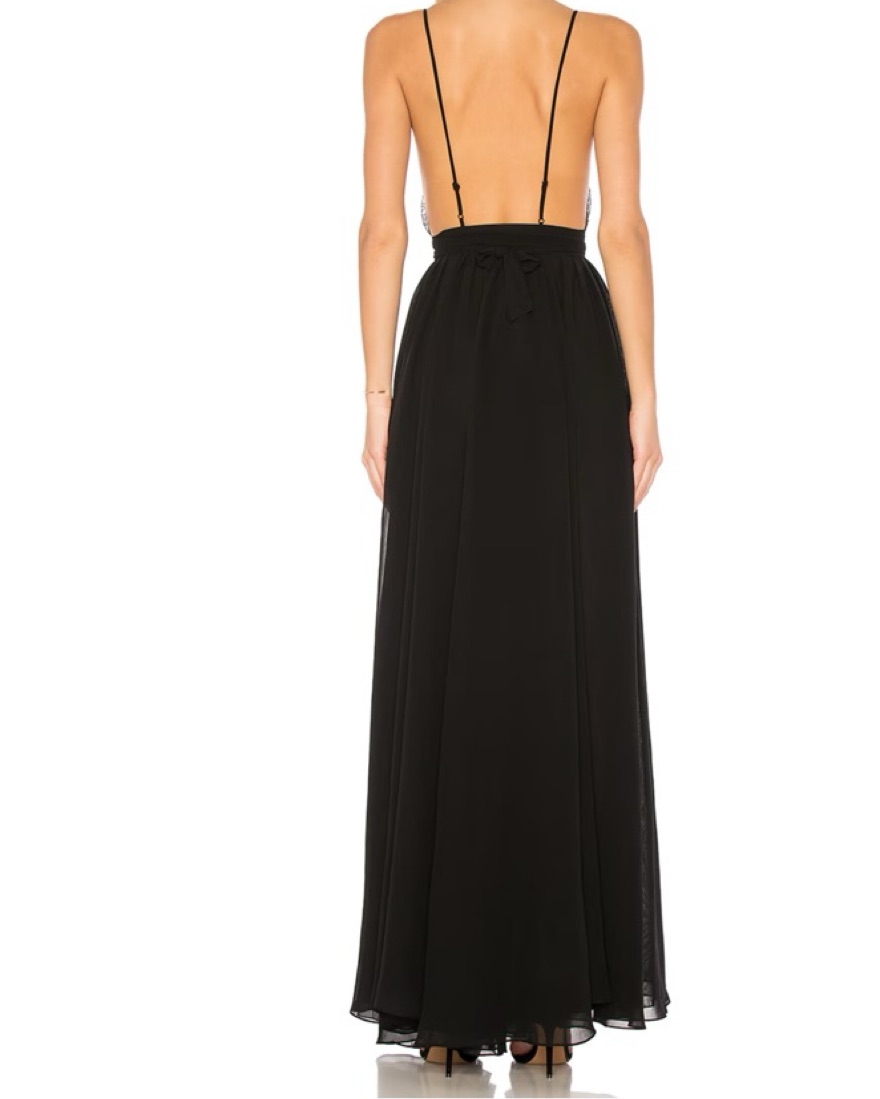 【海外限定】GinaBacconi ドレス☆Michelle Illusion Maxi Black Caselle Embroidered Illusion Bodice Gown | Tadashi Shoji