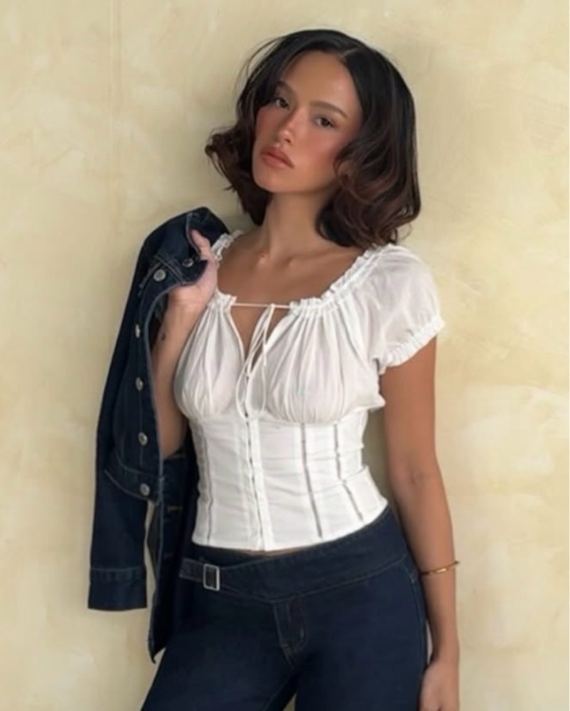with jean Victoria Corset クロップ タンクトップ Victoria Top | White – With Jéan