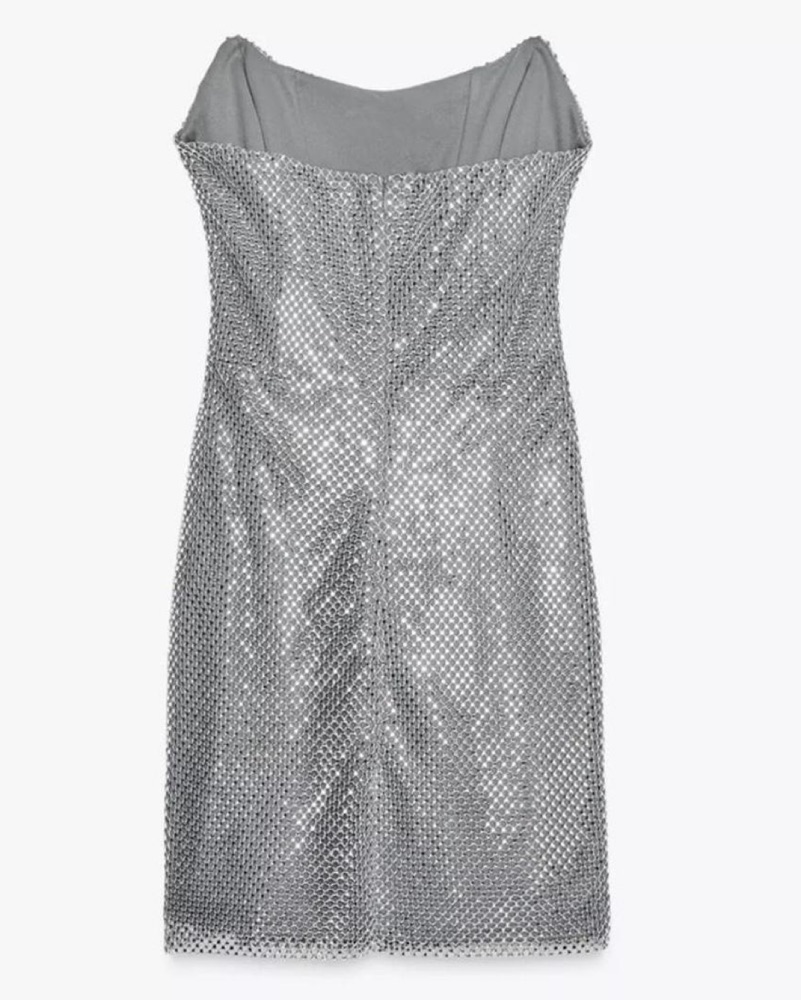 ZARA SILVER RHINESTONE STRAPLESS DRESS by ZARA - Pickle
