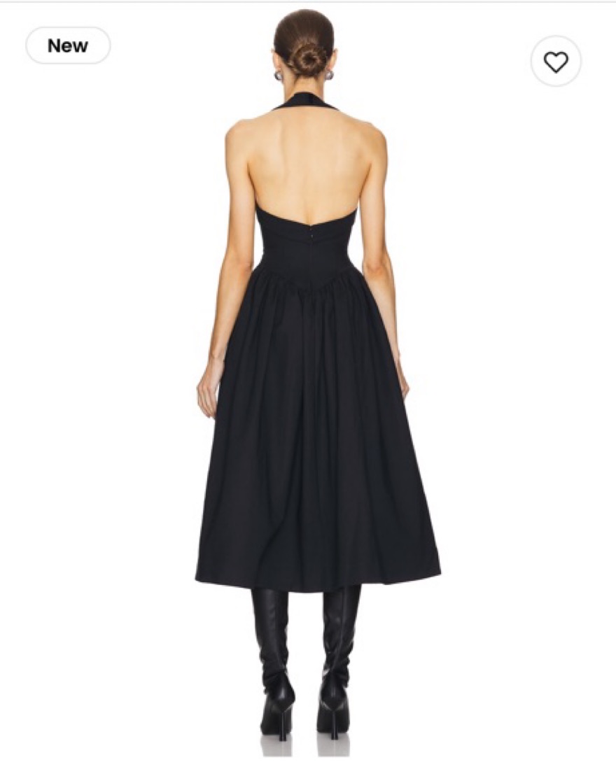 Helsa Faille Midi Dress In Black by Helsa - Pickle