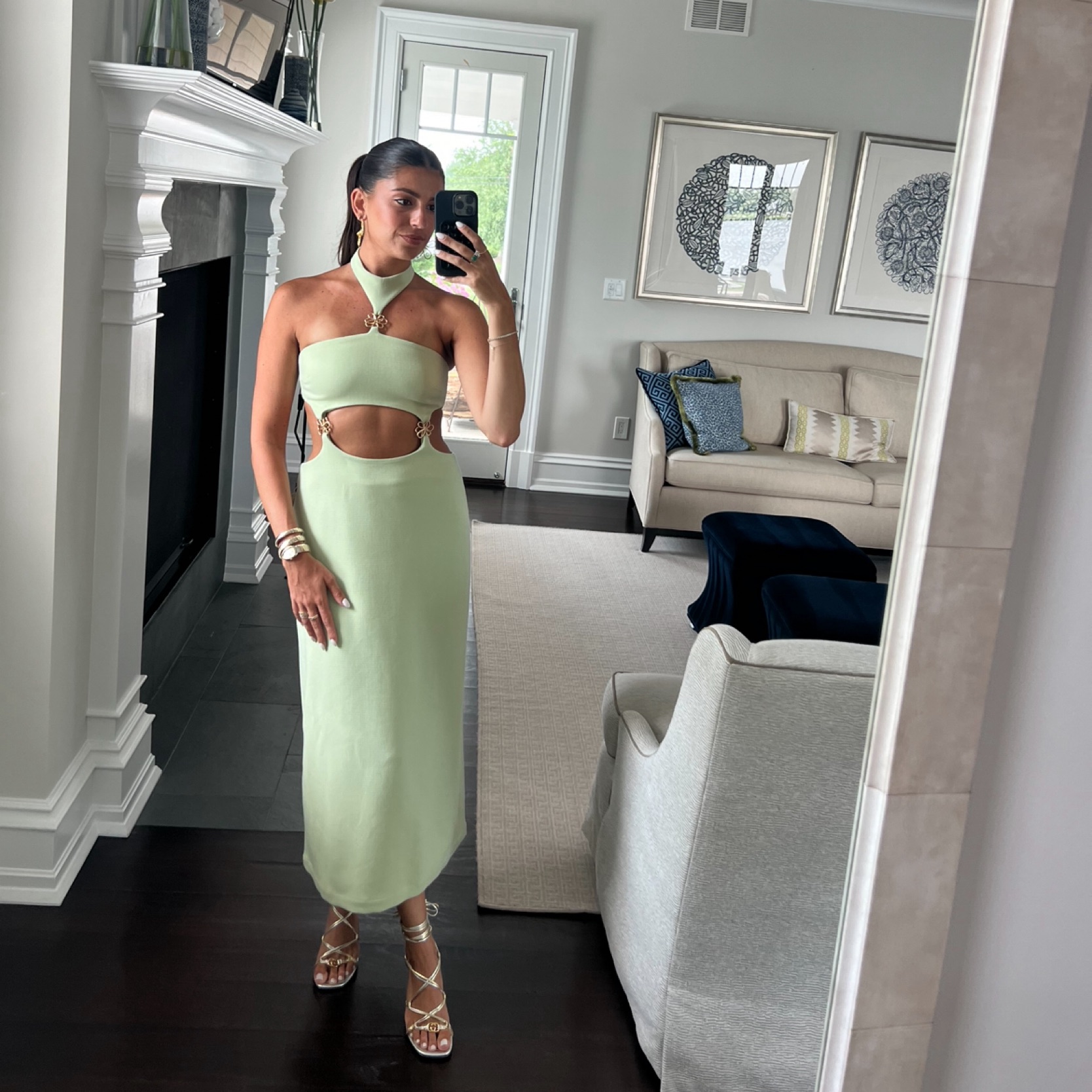 cult gaia green cut out dress Cult Gaia - Alba Gown main image 1