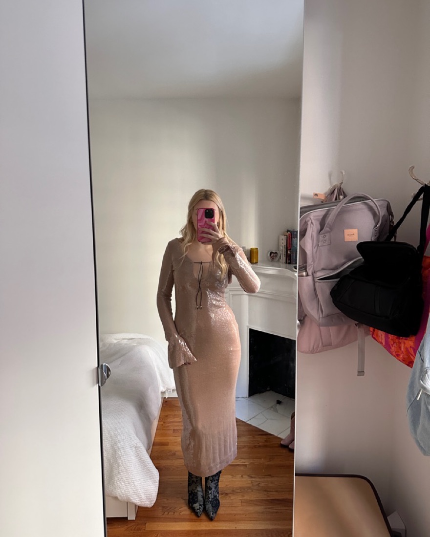 hailey bieber rehearsal dinner dress dupe Hailey Bieber Dupe Sparkle Dress by Meilun