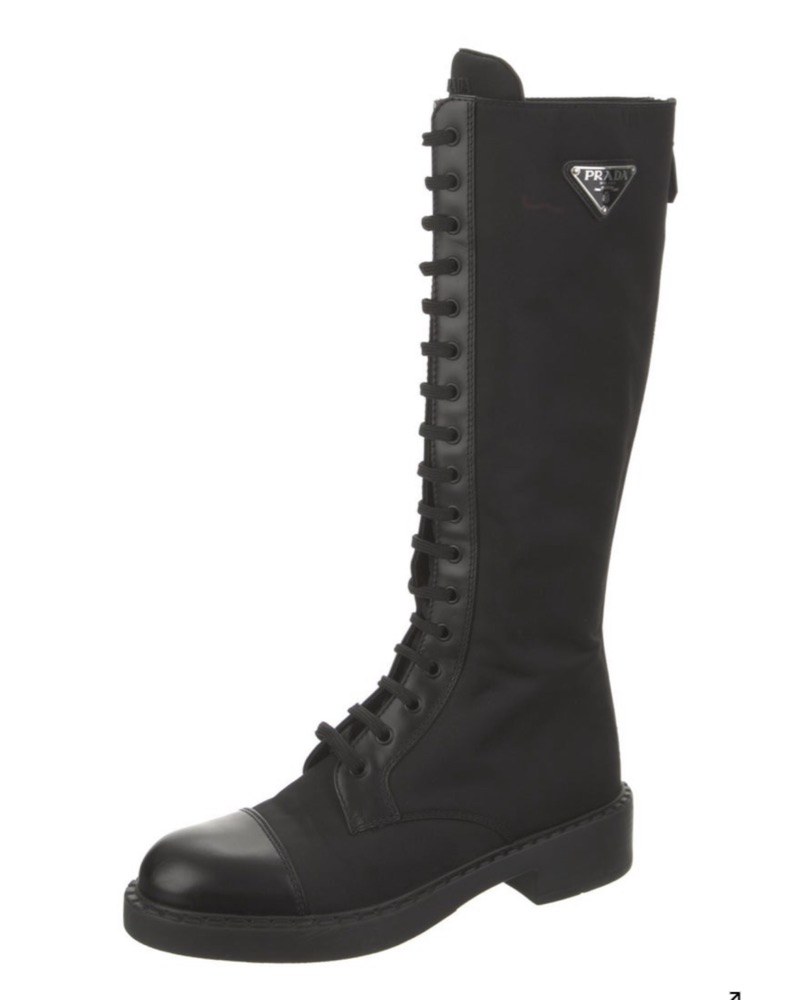 Prada-Edgy Black Lace-Up Combat Boots by Prada - Pickle
