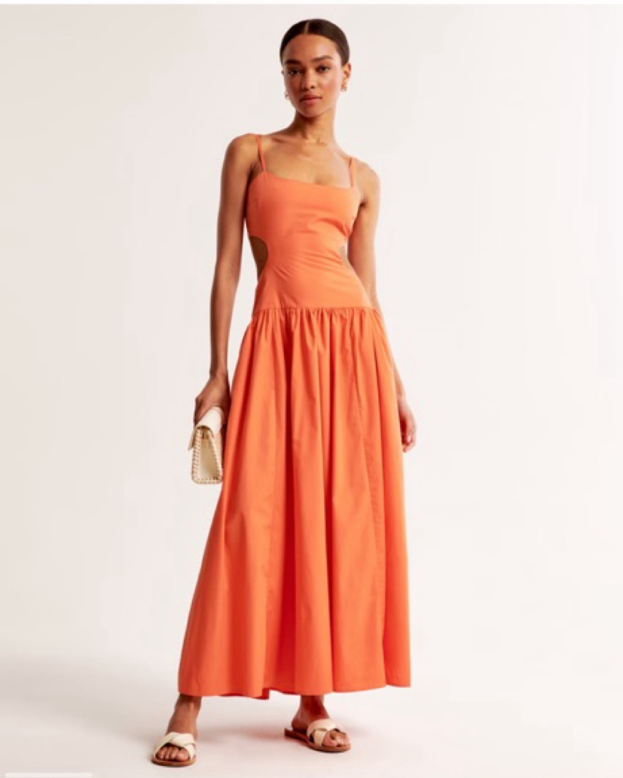 Orange Drop Waist Cutout Dress by Abercrombie and Fitch - Pickle