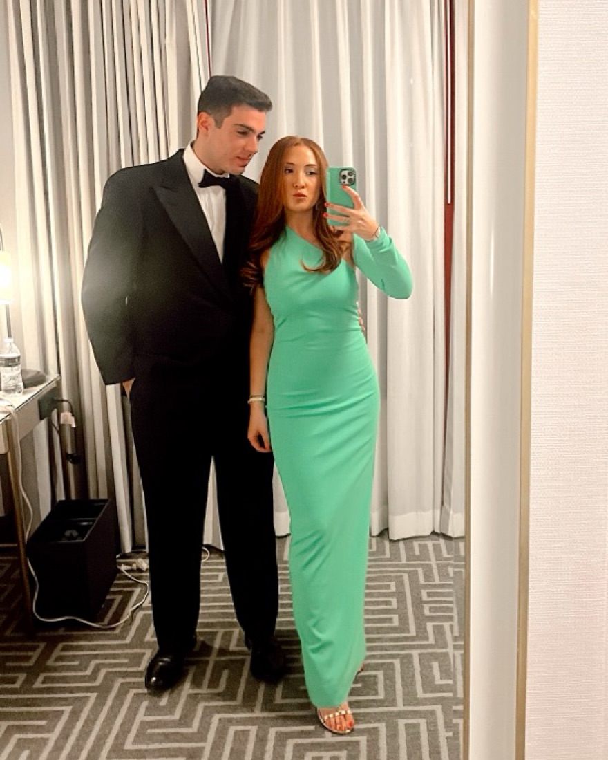 Green One Shoulder Gown by Solace London - Pickle