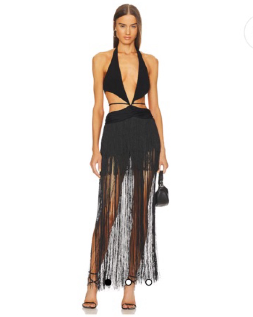 Michael Costello Black Fringe Dress by Michael Costello - Pickle