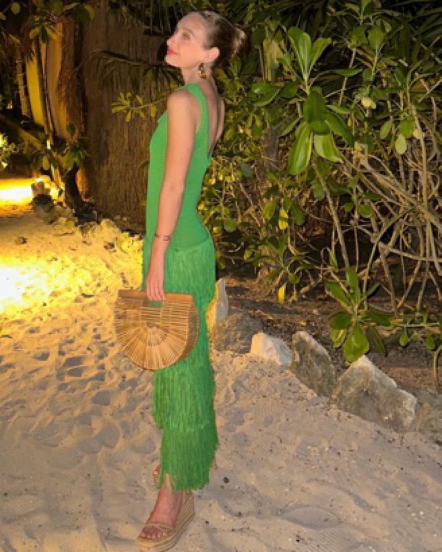 Mango green fringe dress best sale