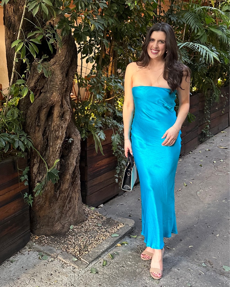SNDYS Revolve Angel Strapless Midi Dress by SNDYS - Pickle