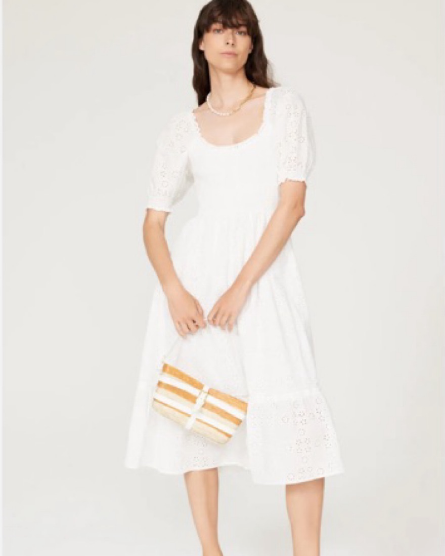 Hill House White Eyelet Louisa Nap Dress by Hill House Home - Pickle