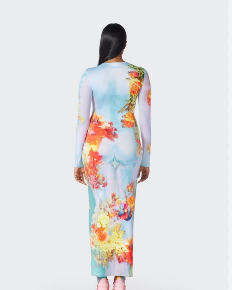 JPG Blue The Body Flower Maxi Dress by Jean Paul Gaultier - Pickle