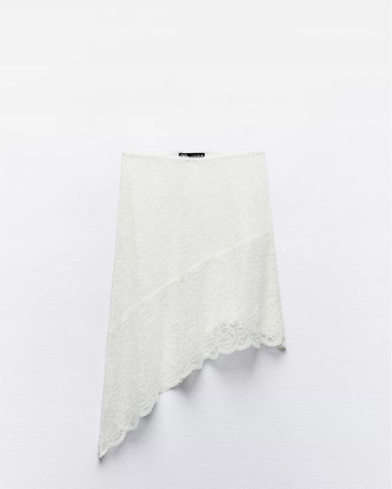 しらゆき Asymmetrical White Lace Skirt | Pickle