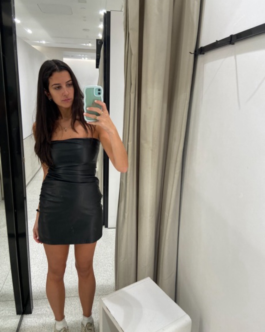faux leather mini dress zara Strapless Zara Faux Leather Dress by Zara