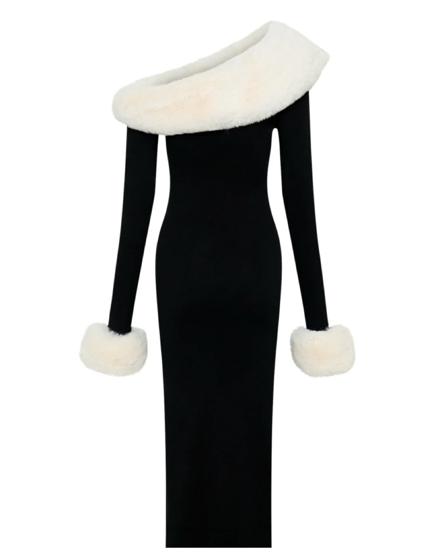 karleigh faux fur knit maxi dress Sold Out Trim by MESHKI SID-96872