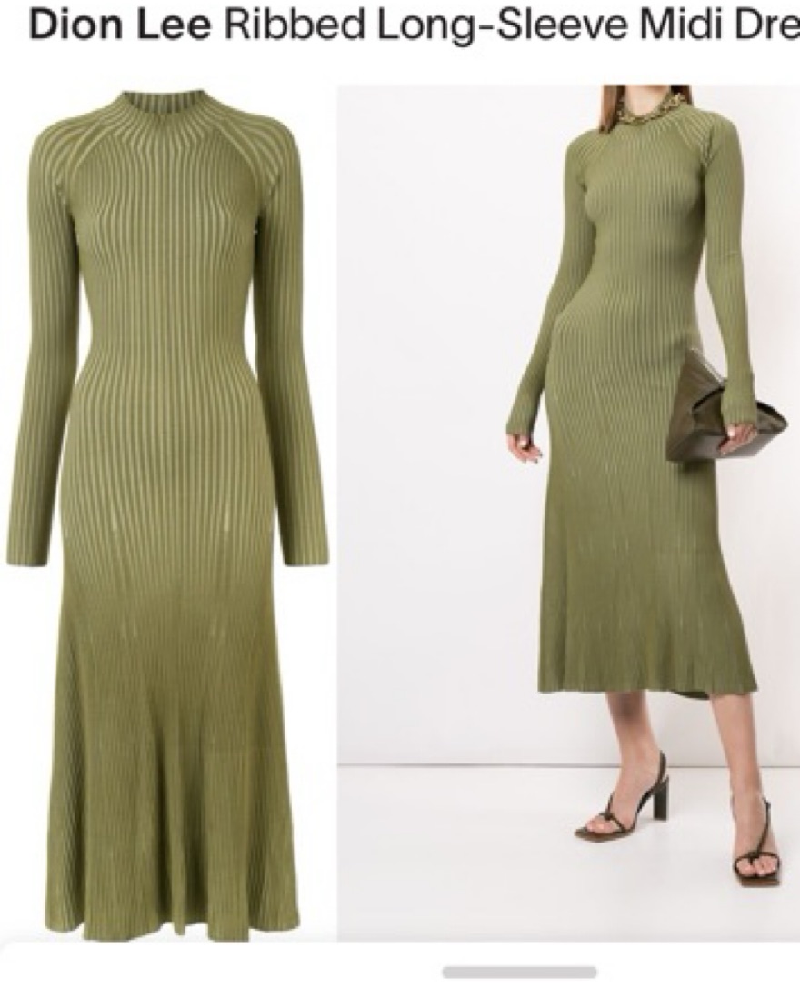 Dion Lee Ribbed Long-Sleeve Midi Dress by Dion Lee - Pickle
