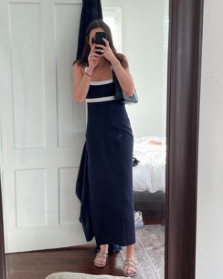 Staud Navy and White Midi Dress by Staud - Pickle