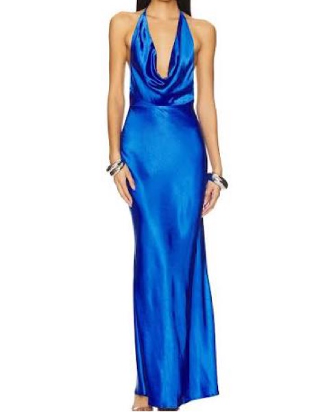 revolve blue silk dress Blue Silk Dress