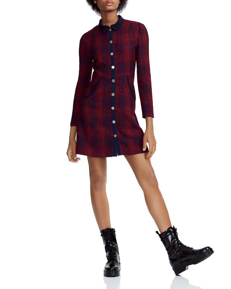 maje red tweed dress Short tweed dress Red For Women