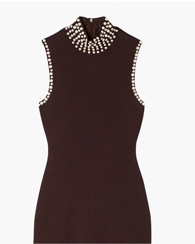sandro fringed knit dress Fringed Dress in Black for Women