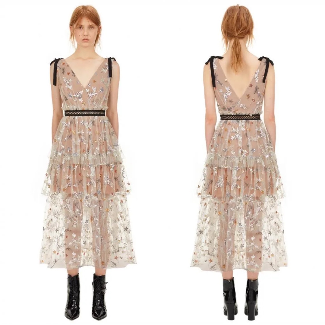 self portrait star midi dress Midi Self Portrait Dresses On Sale Star Embellished Midi Self Portrait Star  Tiered Dress Cheap Self